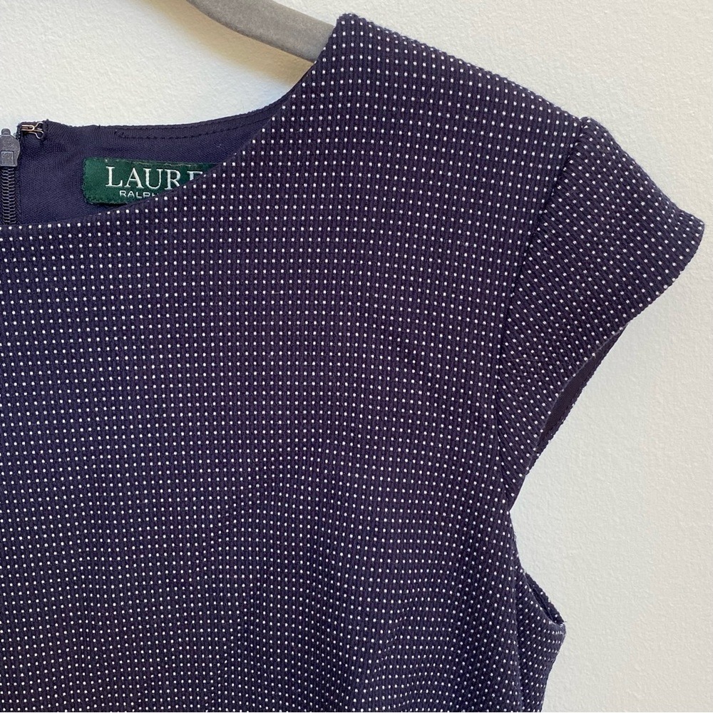 Lauren Ralph Lauren Navy Textured Dot Fit & Flare Dress‎ Size 8 - Picture 4 of 11